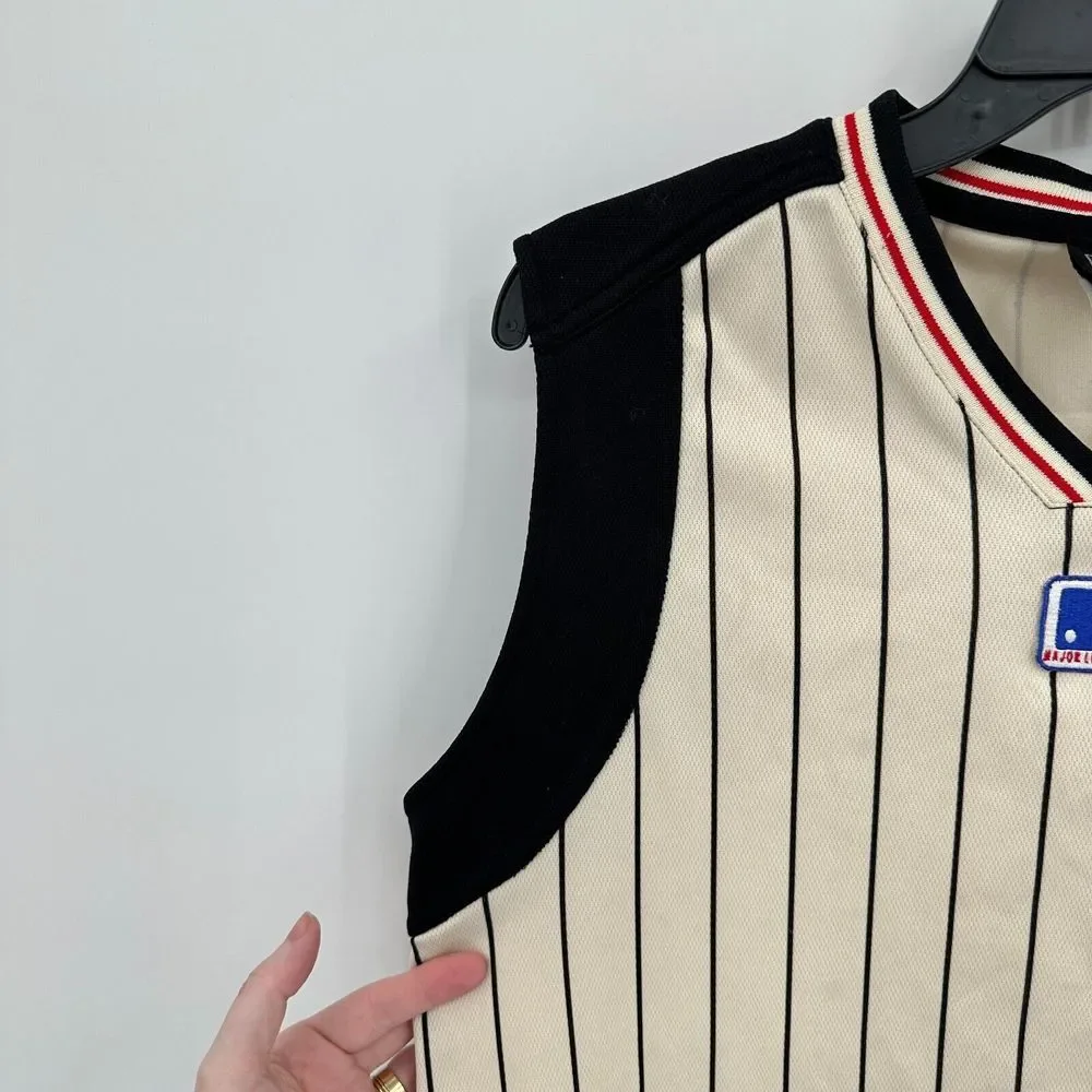 Vintage Nike Jersey Top Kids L 16/18‎ Cream Black Streetwear Style Baseball Rare